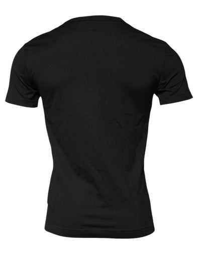 Dolce &amp; Gabbana Zwart Katoenen T-shirt met Ronde Hals en Korte Mouwen