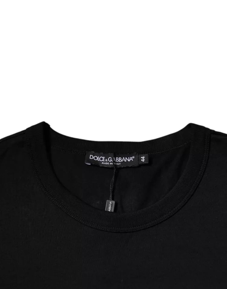 Dolce &amp; Gabbana Zwart Katoenen T-shirt met Ronde Hals en Korte Mouwen
