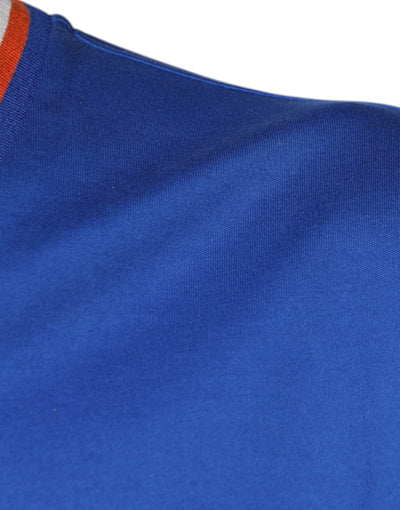 T-shirt à manches courtes et col en V avec logo bleu Dolce &amp; Gabbana
