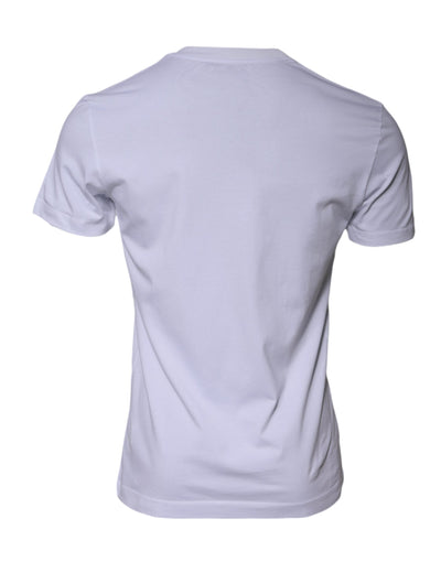 Dolce &amp; Gabbana Wit T-shirt met ronde hals en logoprint van katoen