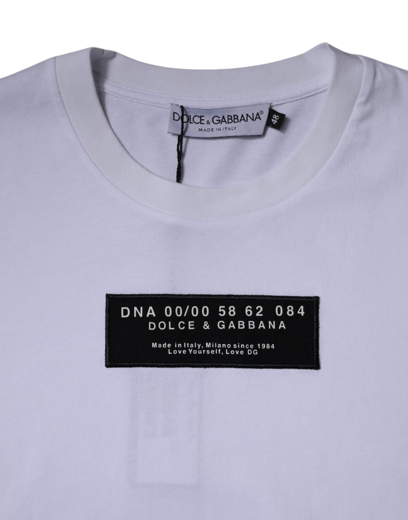 Dolce &amp; Gabbana Wit T-shirt met ronde hals en logoprint van katoen