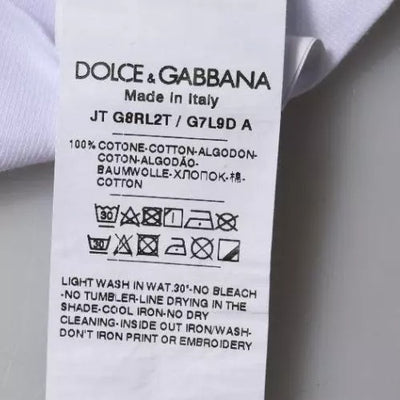 Dolce &amp; Gabbana Wit T-shirt met ronde hals en logoprint van katoen