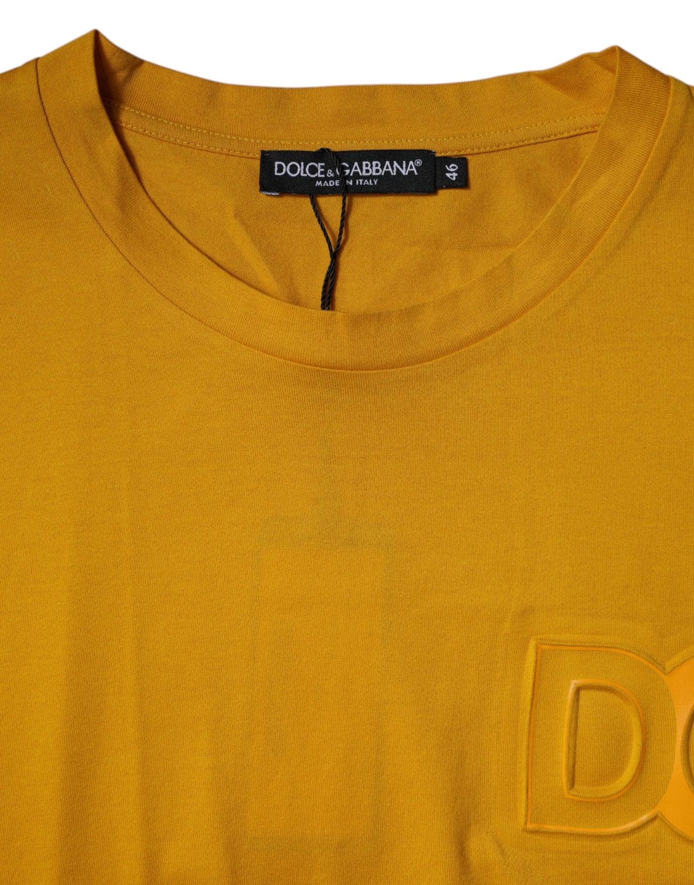Dolce &amp; Gabbana donkergeel logo ronde hals korte mouwen T-shirt