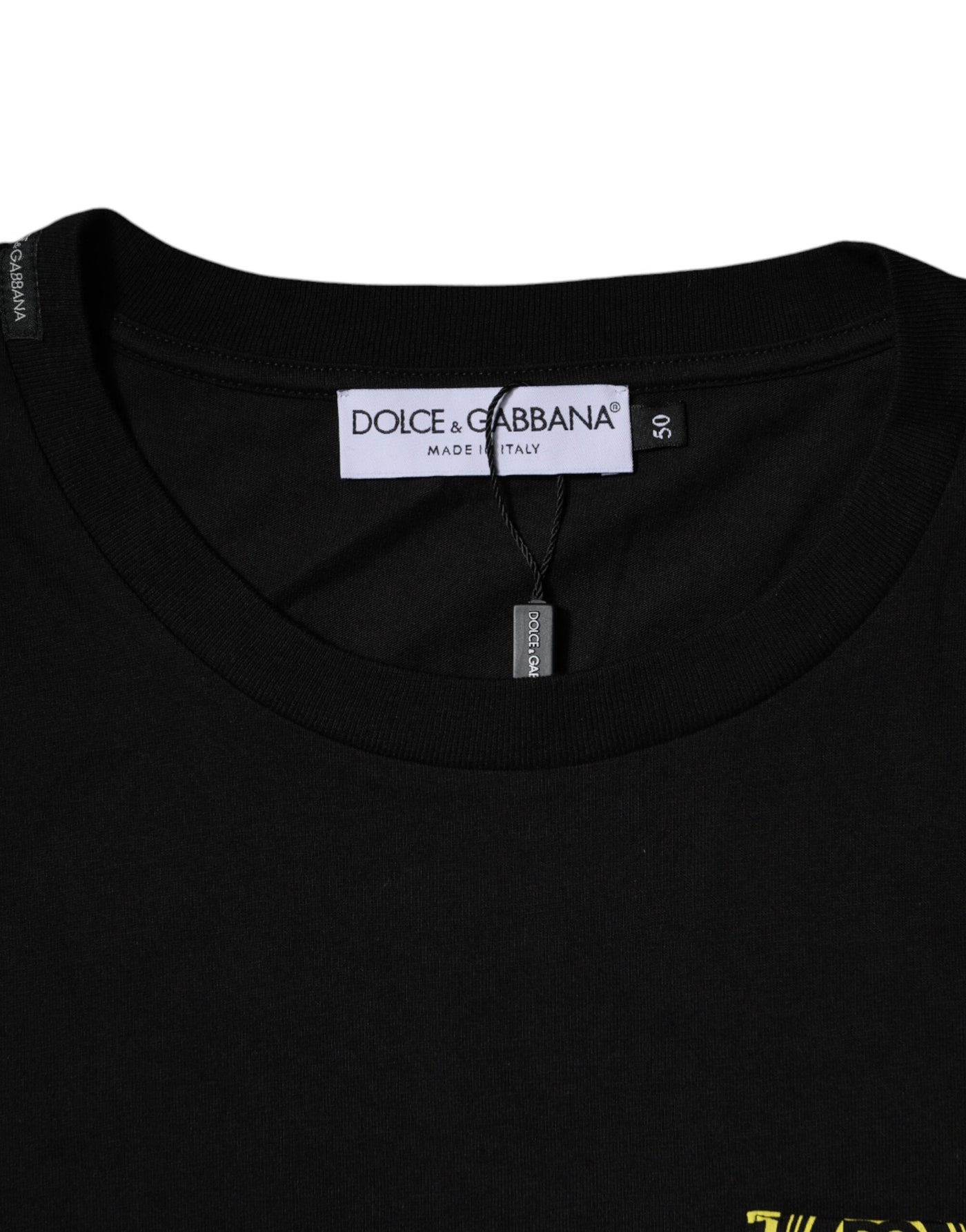 T-shirt à manches courtes en coton noir avec logo imprimé Dolce &amp; Gabbana