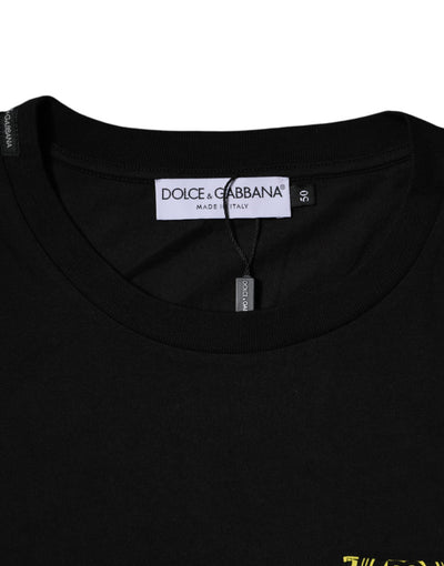 T-shirt à manches courtes en coton noir avec logo imprimé Dolce &amp; Gabbana