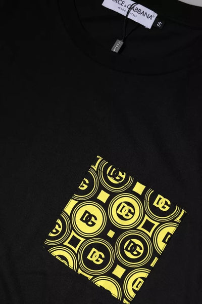 T-shirt à manches courtes en coton noir avec logo imprimé Dolce &amp; Gabbana