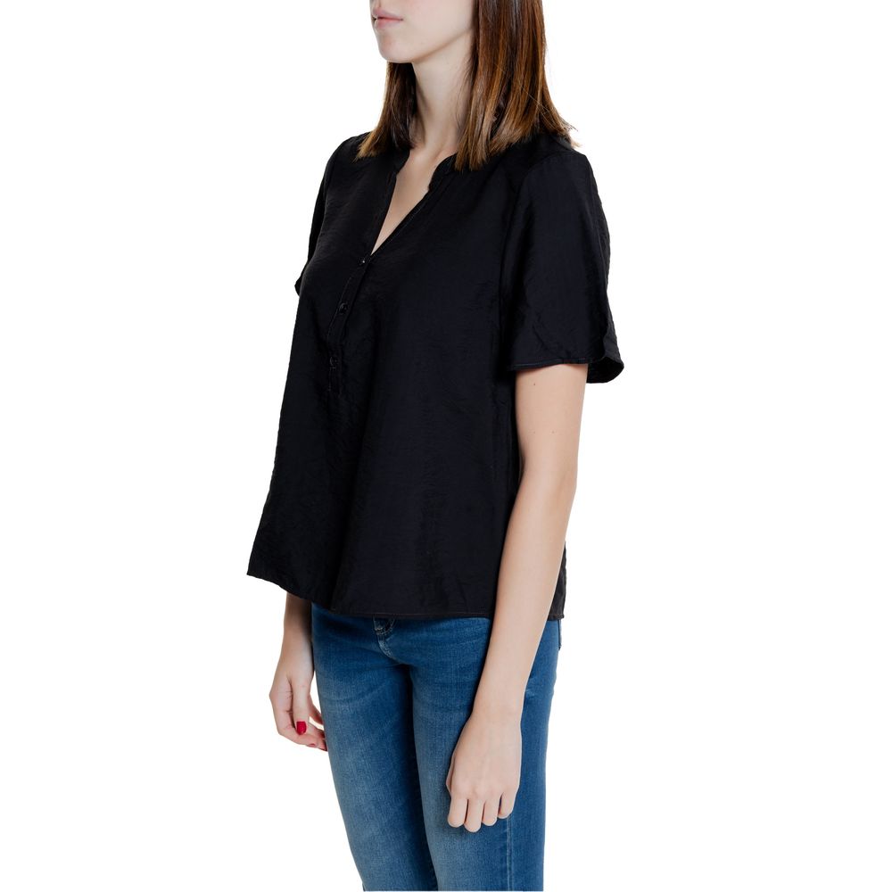 Jacqueline De Yong Black Viscose Shortsleeve
