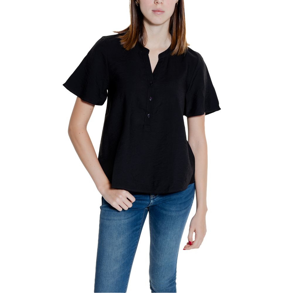 Jacqueline De Yong Black Viscose Shortsleeve