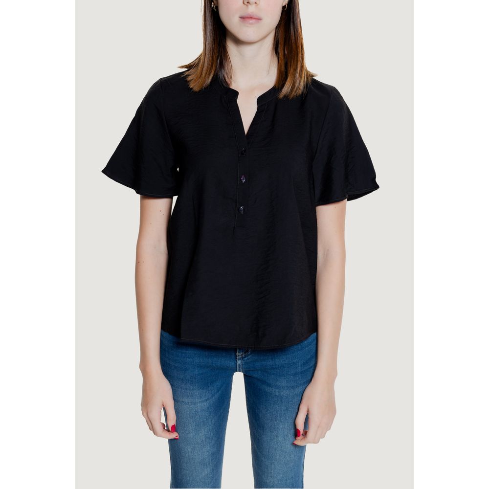Jacqueline De Yong Black Viscose Shortsleeve