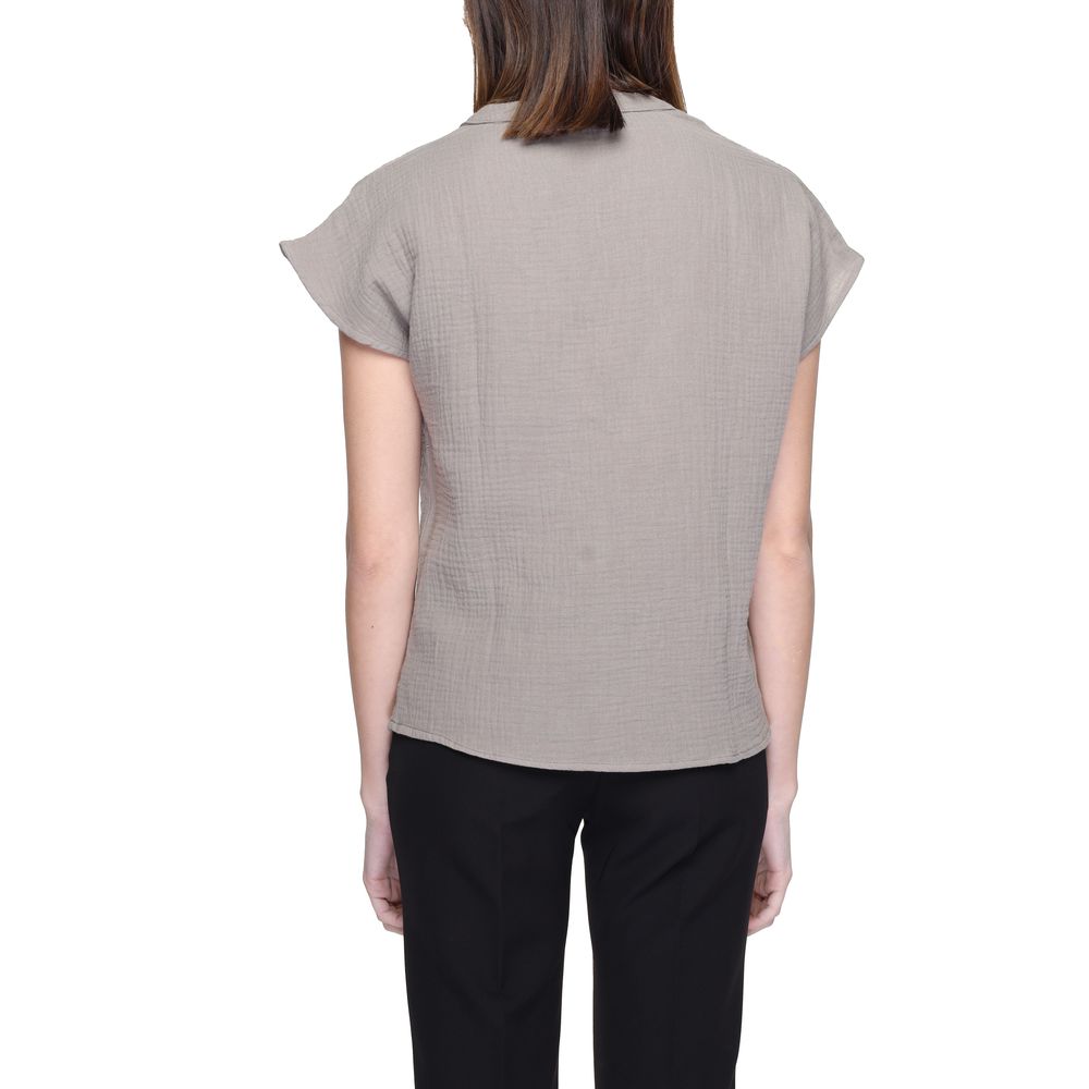Jacqueline De Yong Gray Cotton Blouse
