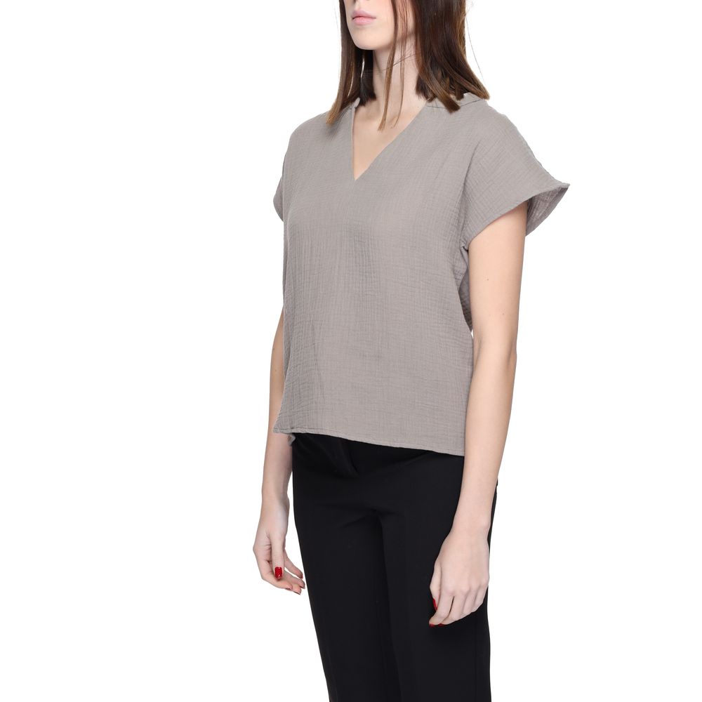 Jacqueline De Yong Gray Cotton Blouse