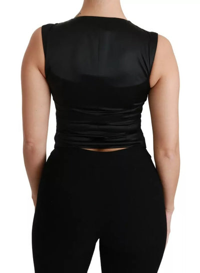Gilet en dentelle noire Dolce &amp; Gabbana, gilet slim, haut en soie