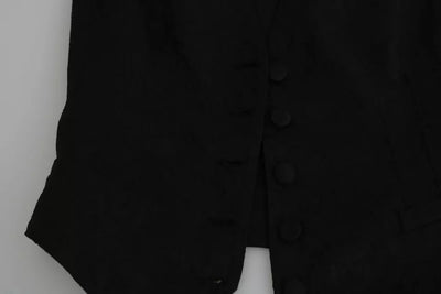 Gilet en dentelle noire Dolce &amp; Gabbana, gilet slim, haut en soie