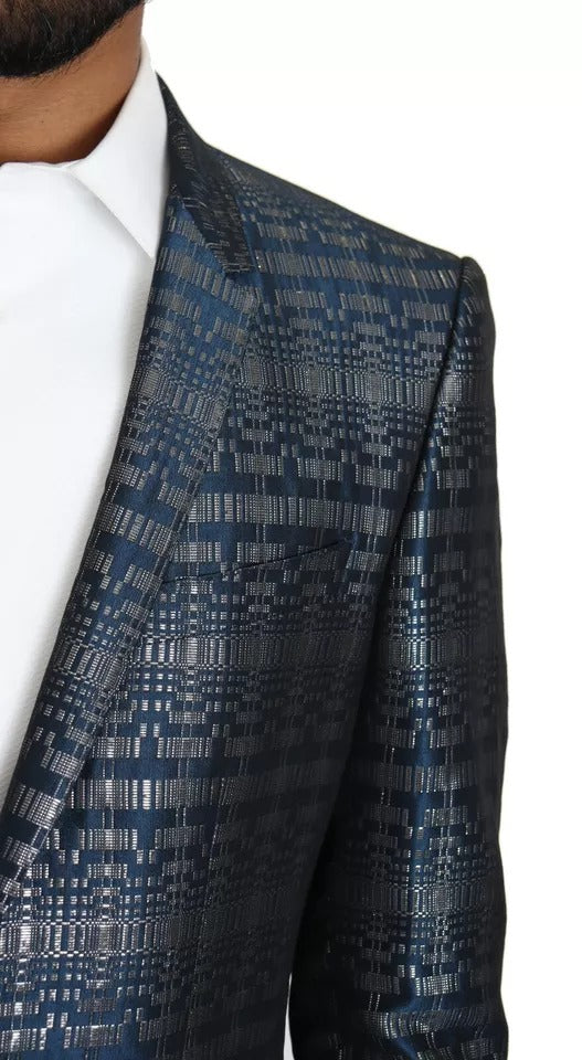 Costume 2 pièces slim bleu argenté brillant Dolce &amp; Gabbana