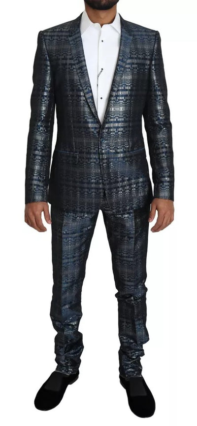 Costume 2 pièces slim bleu argenté brillant Dolce &amp; Gabbana