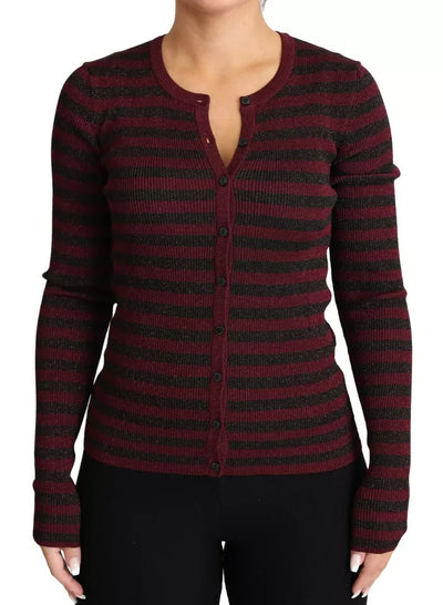 Pull cardigan à rayures noires et rouges Dolce &amp; Gabbana pour femme