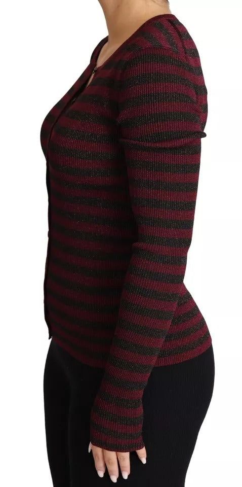 Pull cardigan à rayures noires et rouges Dolce &amp; Gabbana pour femme
