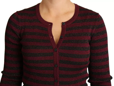 Pull cardigan à rayures noires et rouges Dolce &amp; Gabbana pour femme