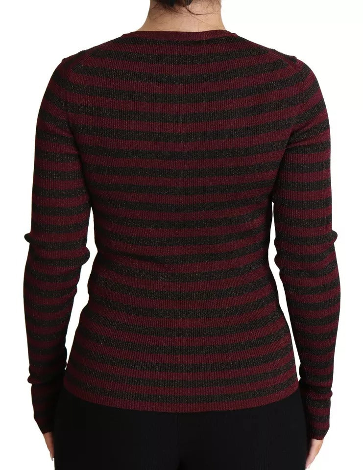 Pull cardigan à rayures noires et rouges Dolce &amp; Gabbana pour femme