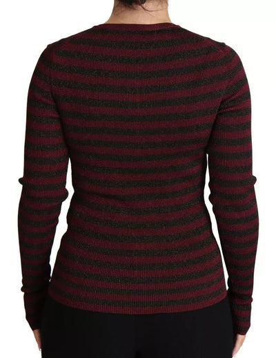 Pull cardigan à rayures noires et rouges Dolce &amp; Gabbana pour femme
