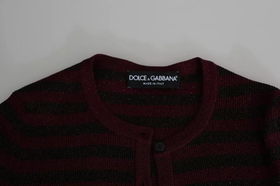 Pull cardigan à rayures noires et rouges Dolce &amp; Gabbana pour femme