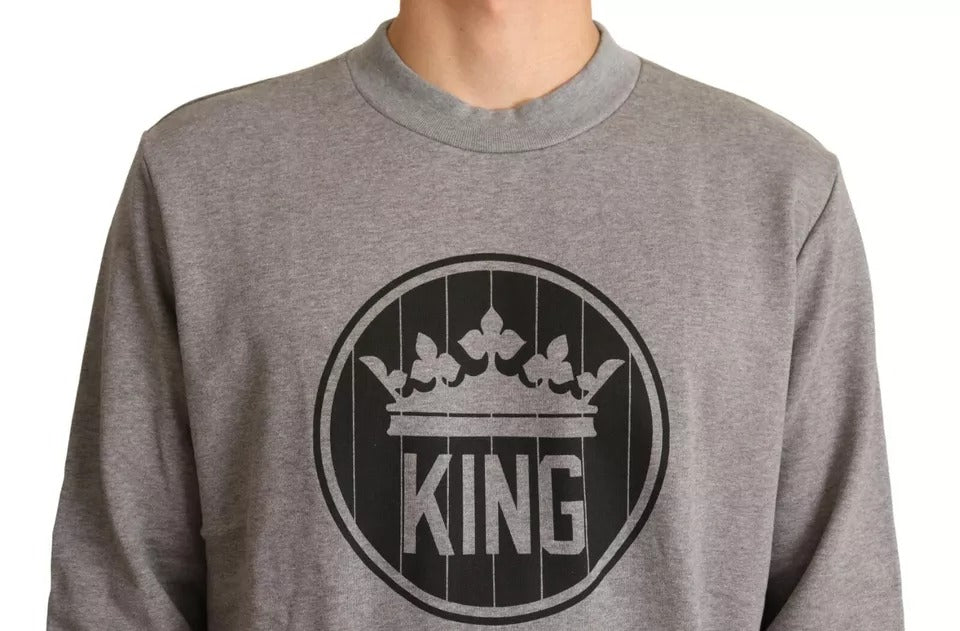 Pull en coton gris Crown King de Dolce &amp; Gabbana