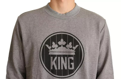 Pull en coton gris Crown King de Dolce &amp; Gabbana