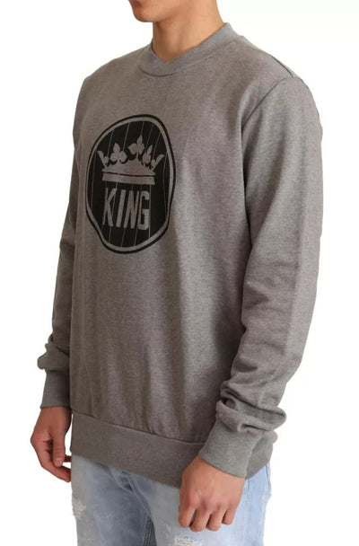 Pull en coton gris Crown King de Dolce &amp; Gabbana
