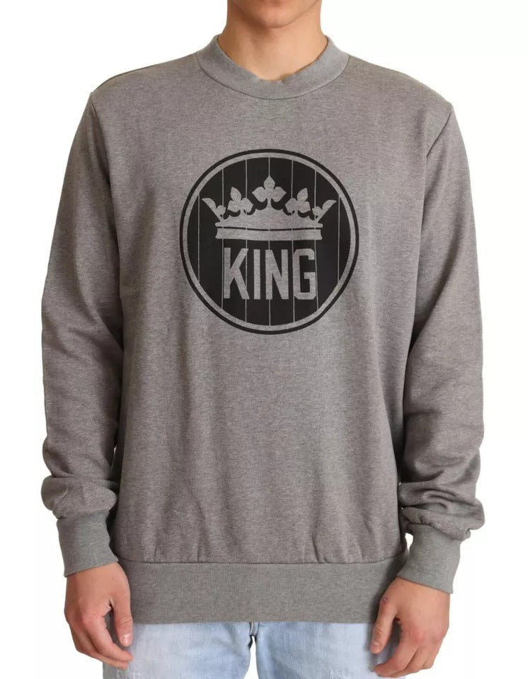 Pull en coton gris Crown King de Dolce &amp; Gabbana