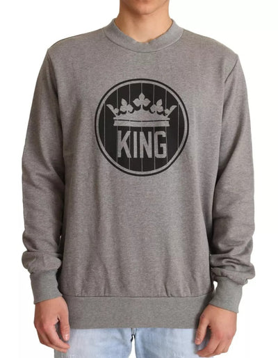 Pull en coton gris Crown King de Dolce &amp; Gabbana