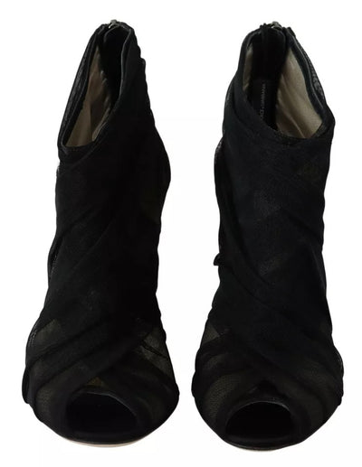 Bottines à talons aiguilles en tulle noir Dolce &amp; Gabbana