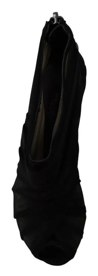 Bottines à talons aiguilles en tulle noir Dolce &amp; Gabbana