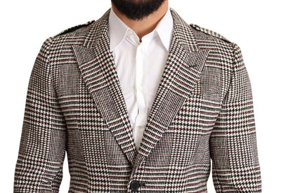 Trench-coat long à carreaux gris Dolce &amp; Gabbana