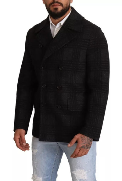 Dolce &amp; Gabbana Trench-coat noir à carreaux en laine