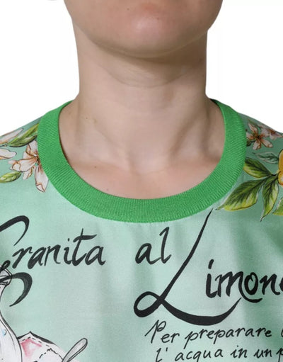 Pull à manches longues en soie verte Granita Al Limone de Dolce &amp; Gabbana