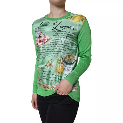 Pull à manches longues en soie verte Granita Al Limone de Dolce &amp; Gabbana