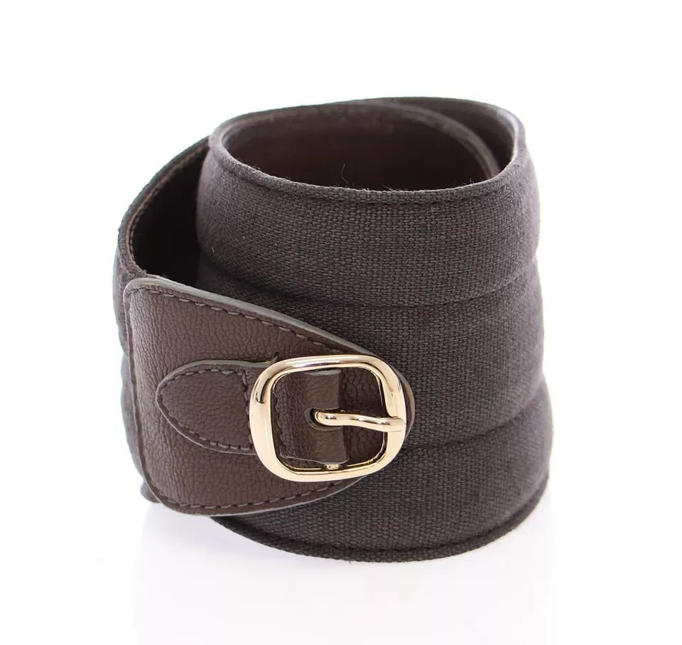 Dolce &amp; Gabbana Bruine D&amp;G Leren Linnen Logo Riem