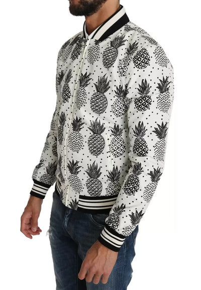 Dolce &amp; Gabbana Blouson Bomber Ananas Blanc Noir