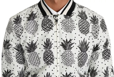 Dolce &amp; Gabbana Blouson Bomber Ananas Blanc Noir