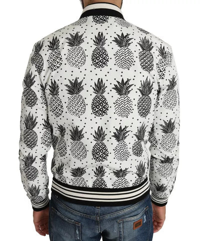 Dolce &amp; Gabbana Blouson Bomber Ananas Blanc Noir