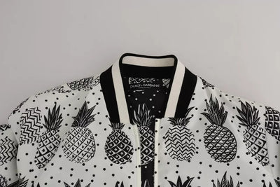Dolce &amp; Gabbana Blouson Bomber Ananas Blanc Noir