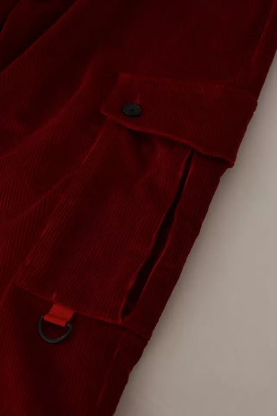 Dolce &amp; Gabbana Rode Corduroy Katoenen Cargo Skinny Broek