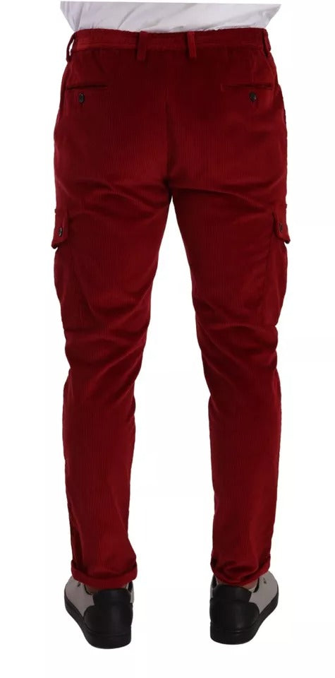 Dolce &amp; Gabbana Rode Corduroy Katoenen Cargo Skinny Broek