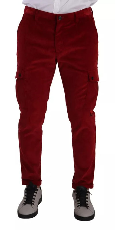 Dolce &amp; Gabbana Rode Corduroy Katoenen Cargo Skinny Broek