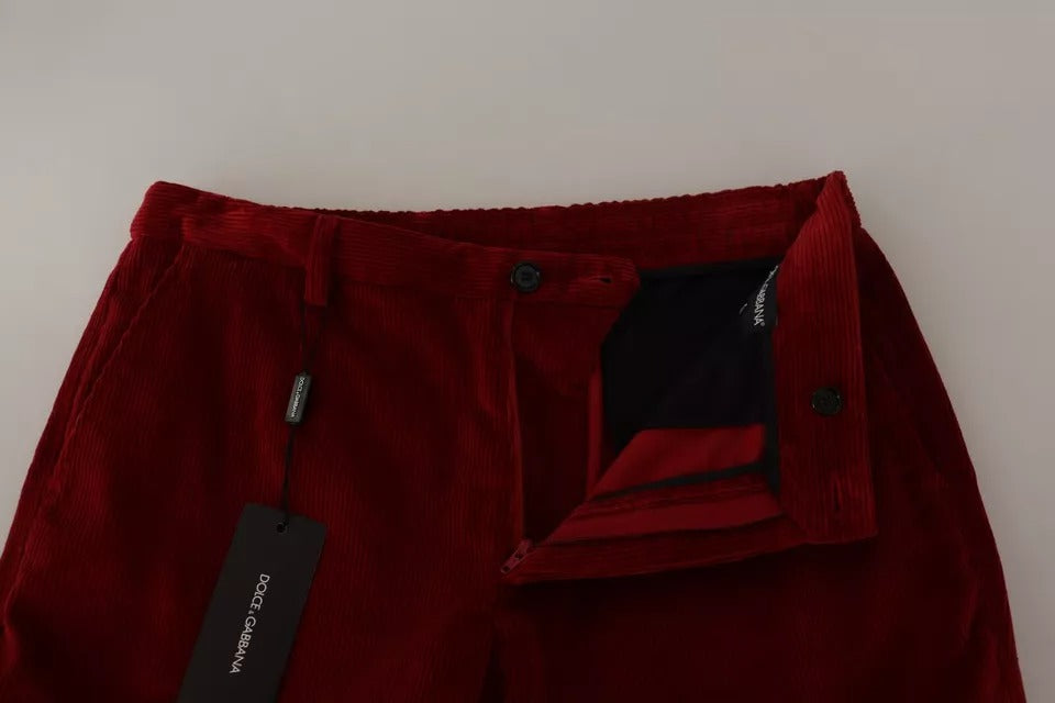 Dolce &amp; Gabbana Rode Corduroy Katoenen Cargo Skinny Broek