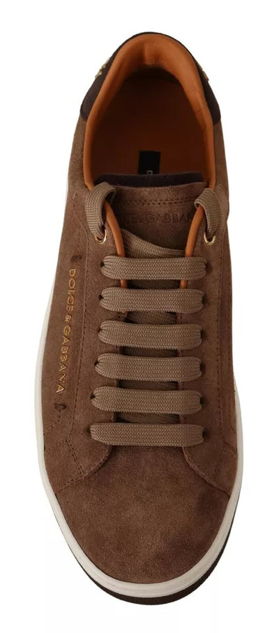 Baskets basses Dolce &amp; Gabbana en daim marron avec logo pour homme