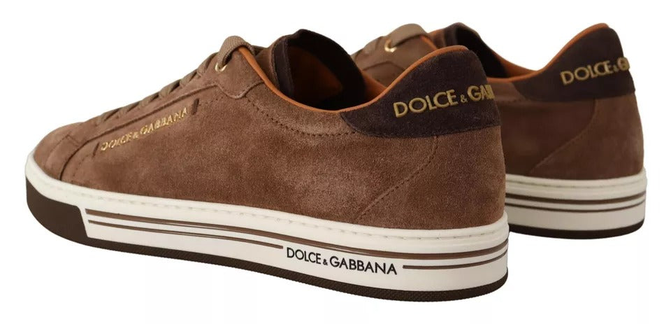 Baskets basses Dolce &amp; Gabbana en daim marron avec logo pour homme