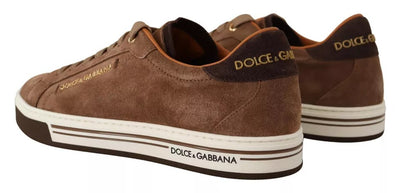 Baskets basses Dolce &amp; Gabbana en daim marron avec logo pour homme