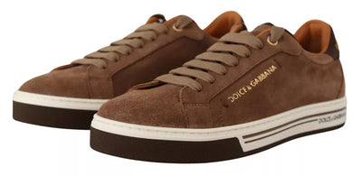 Baskets basses Dolce &amp; Gabbana en daim marron avec logo pour homme