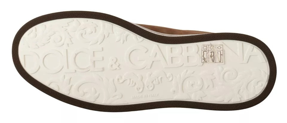 Baskets basses Dolce &amp; Gabbana en daim marron avec logo pour homme